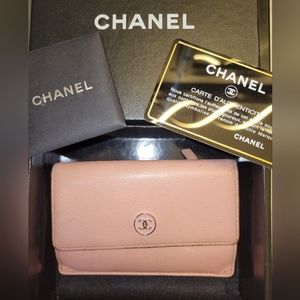 CHANEL Pink Card Case/Wallet Caviar key chain